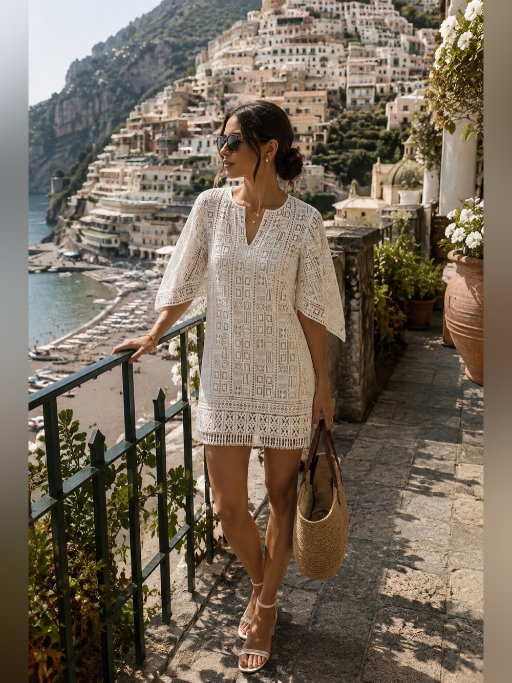 BCBGMaxAzria Tati Off White Lace Crochet Mini Dress - XXS